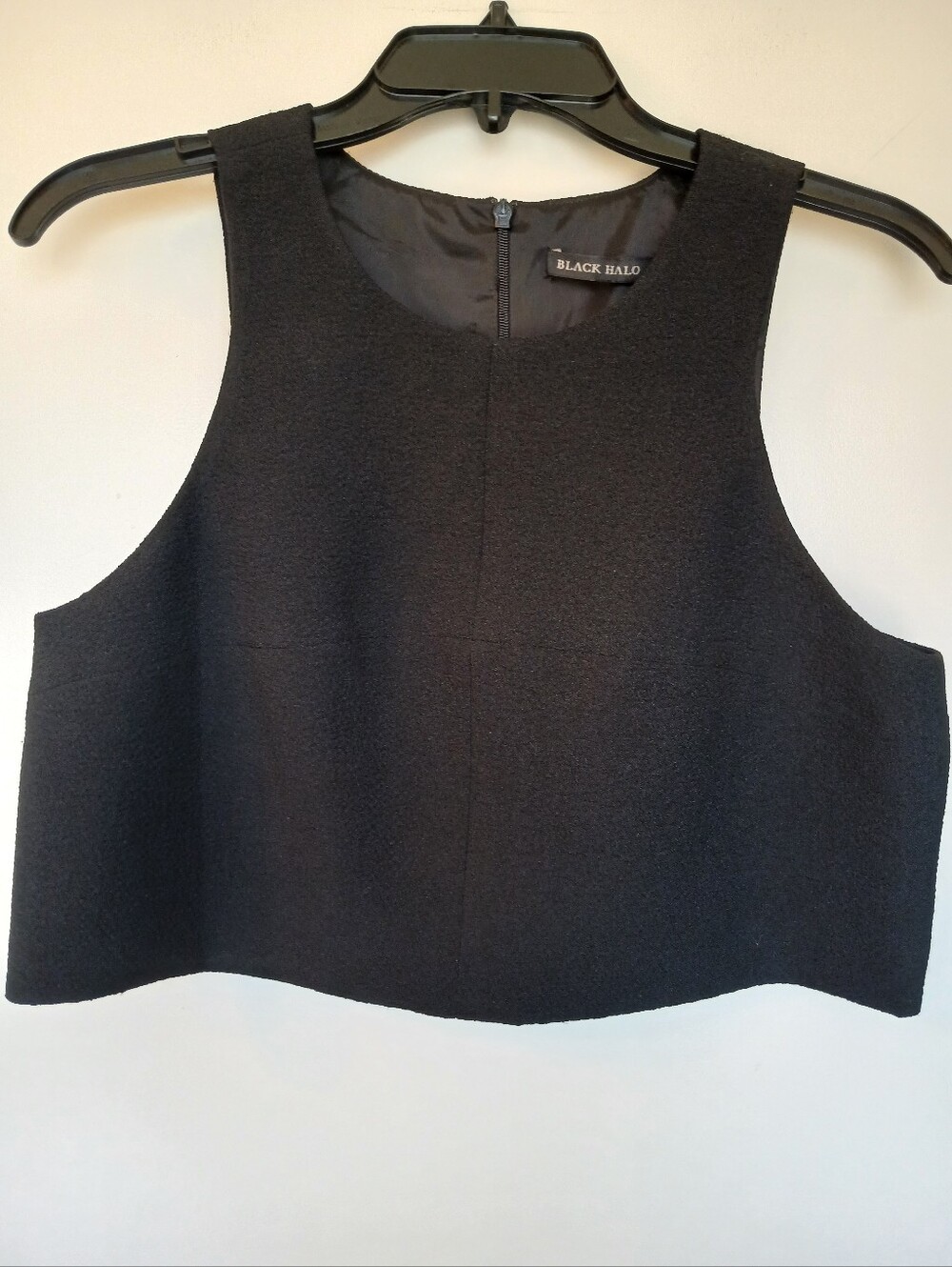 Black Halo Sanibel Black Crop Top Zipper Back Size 6